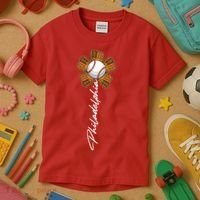 Philadelphia Baseball Mitt Flower Baseball Fan Kids T-Shirt thumb 3
