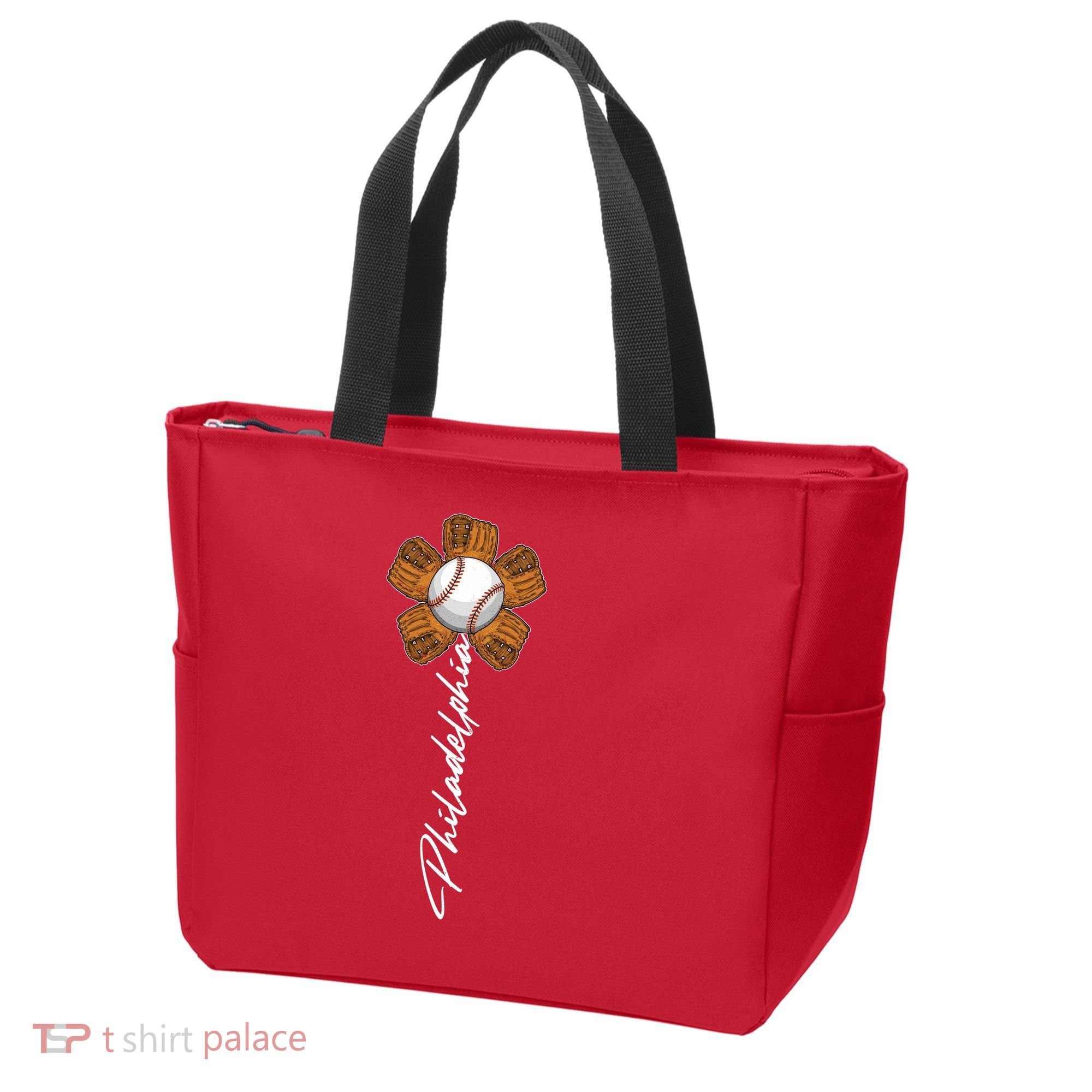 Philadelphia Baseball Mitt Flower Baseball Fan Tote Bag