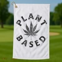 Plant Based Marijuana Leaf Weed Cannabis Pot Smoker Golf Towel thumb 1
