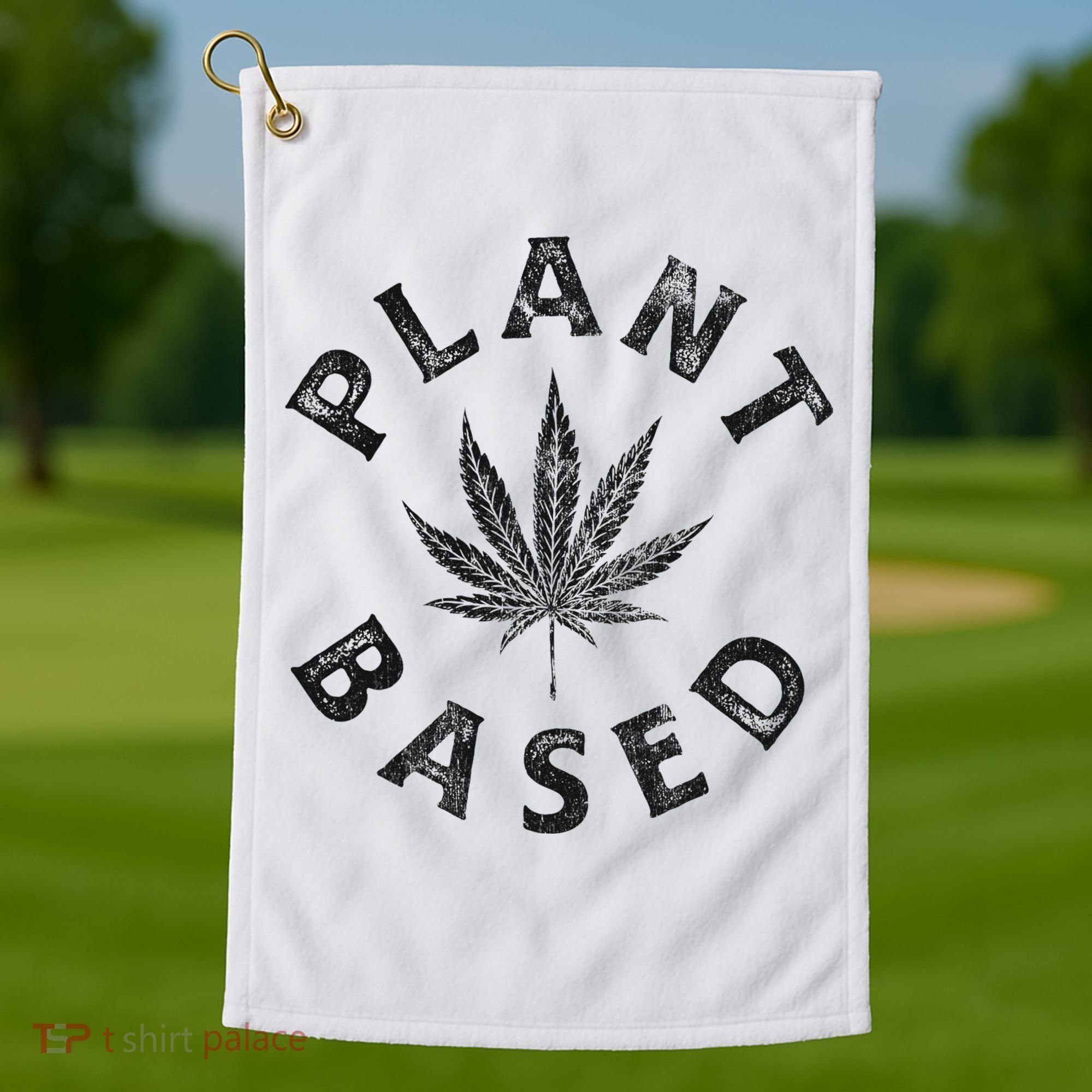 Plant Based Marijuana Leaf Weed Cannabis Pot Smoker Golf Towel