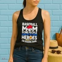 Proud Baseball Mom Raising My Hero Funny Mothers Day Women's Tank Top thumb 2