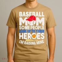 Proud Baseball Mom Raising My Hero Funny Mothers Day T-Shirt thumb 3