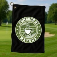 Powered By Matcha Japanese Green Tea Golf Towel thumb 1