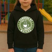 Powered By Matcha Japanese Green Tea Kids Hoodie thumb 3