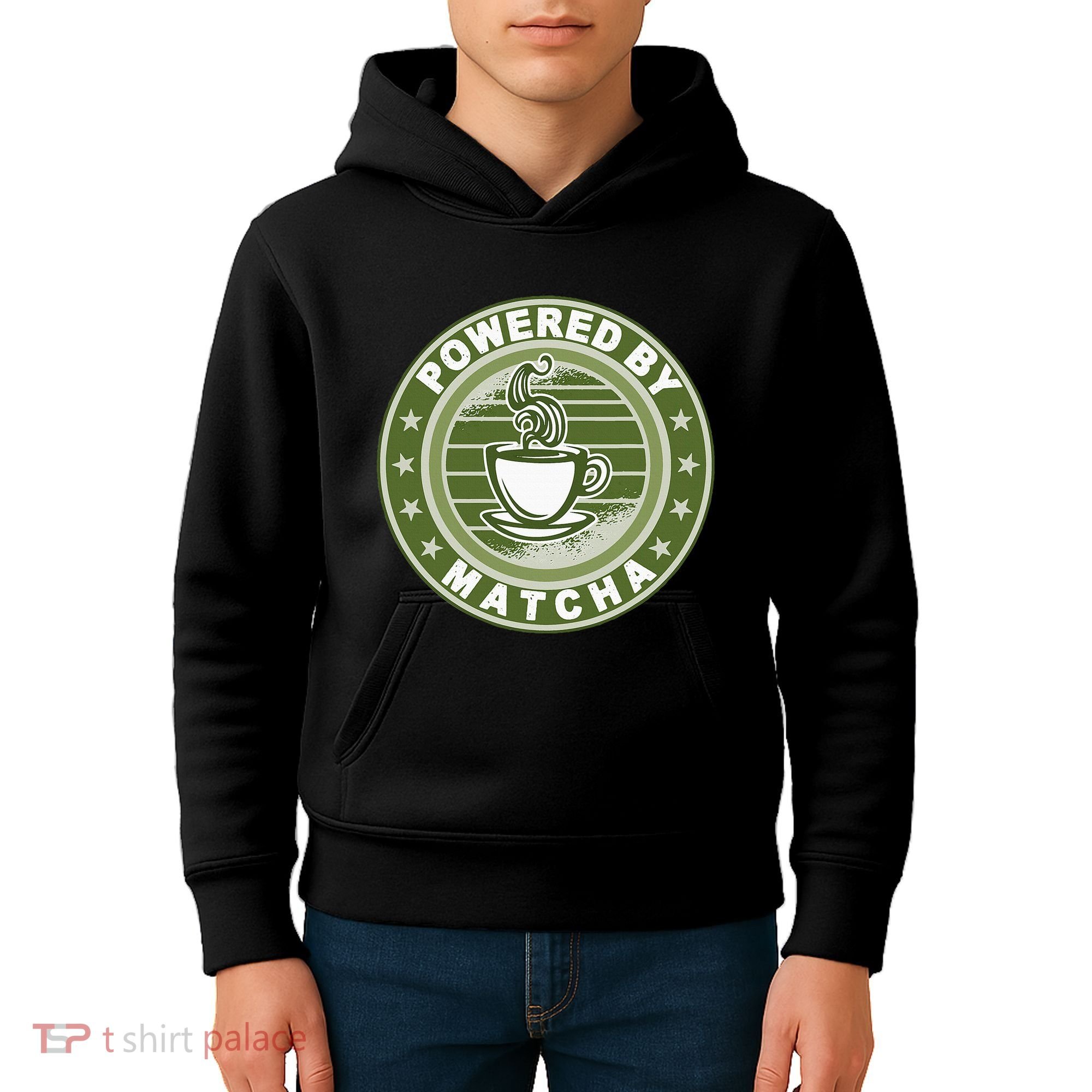 Powered By Matcha Japanese Green Tea Kids Hoodie