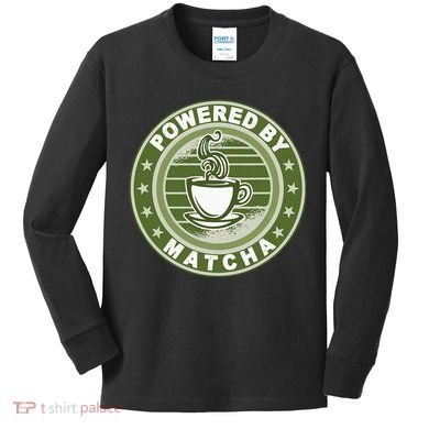 Powered By Matcha Japanese Green Tea Kids Long Sleeve Shirt