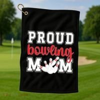 Proud Bowling Mom Of A Bowling Player Bowler Mama Gift Golf Towel thumb 1