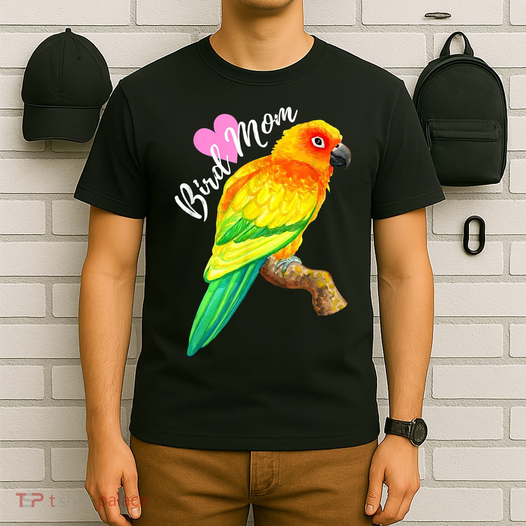 Parrot Bird Mom Sun Conure Watercolor T-Shirt