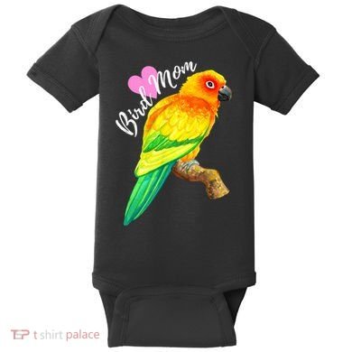 Parrot Bird Mom Sun Conure Watercolor Baby Bodysuit
