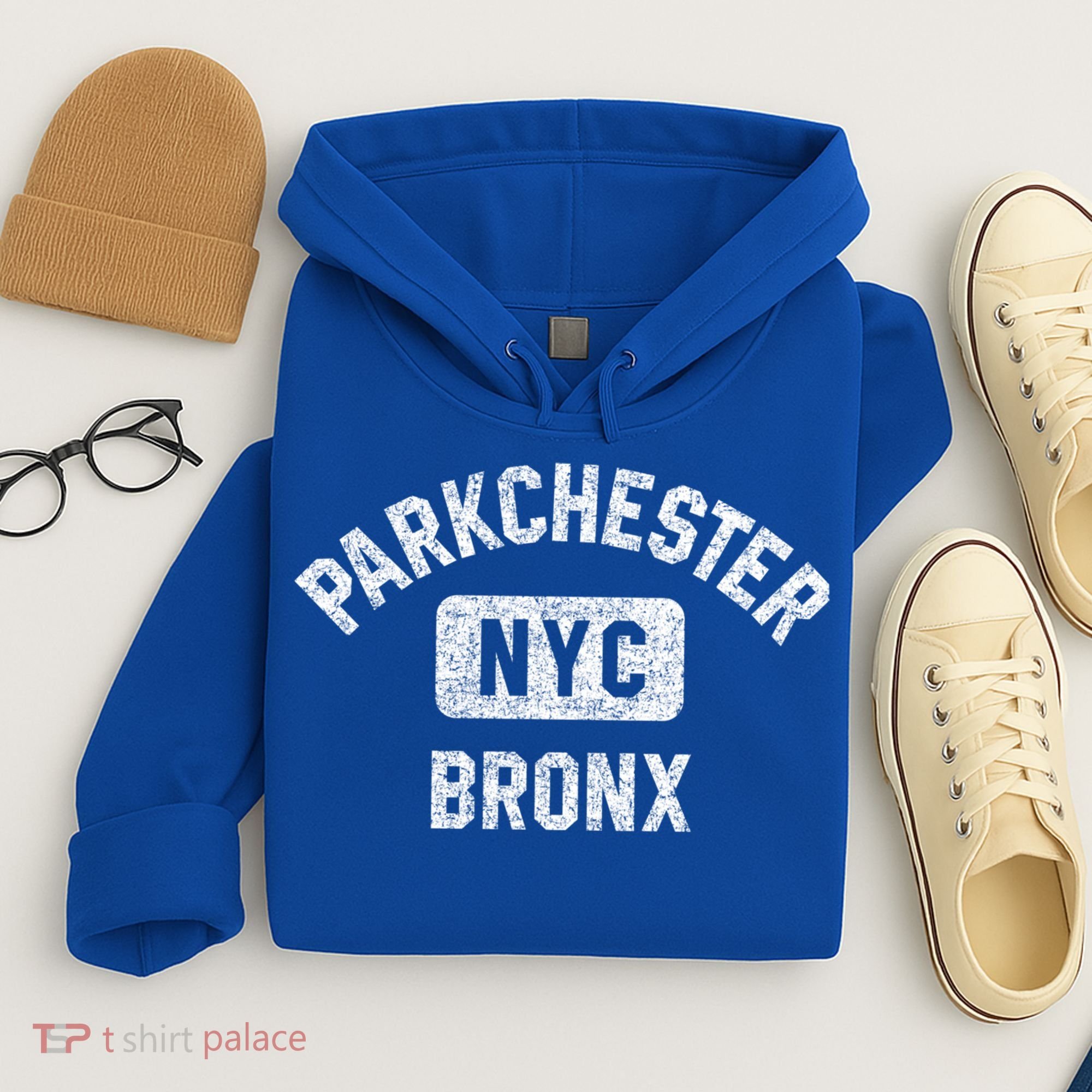 Parkchester Bronx Nyc Gym Style Distressed White Print Great Gift Hoodie
