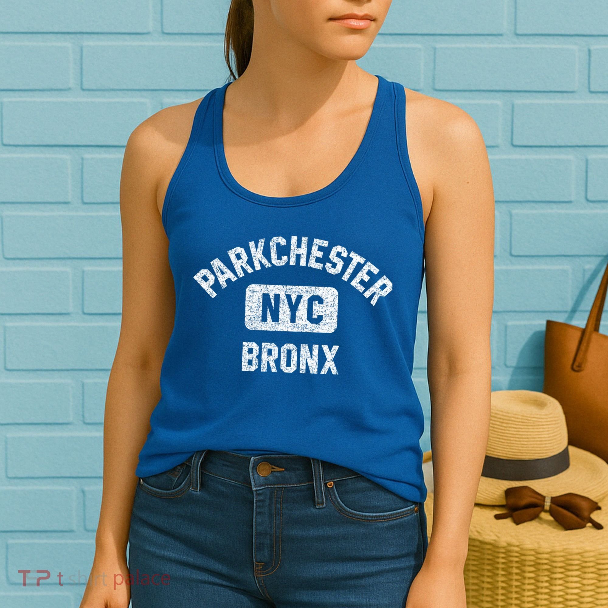 Parkchester Bronx Nyc Gym Style Distressed White Print Great Gift Women's Tank Top
