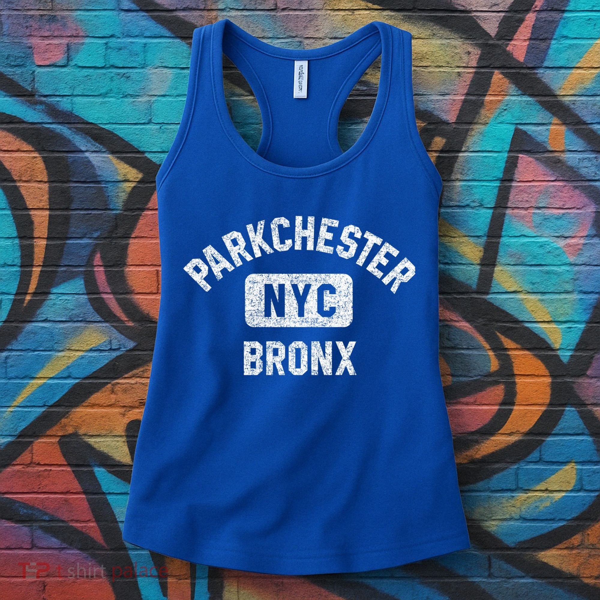 Parkchester Bronx Nyc Gym Style Distressed White Print Great Gift Women's Tank Top