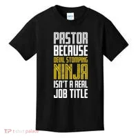 Pastor Devil Stomping Ninja IsnT A Real Job Title Kids T-Shirt thumb 0