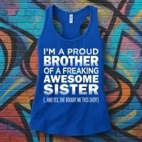 Proud Brother Of Awesome Sister Funny Brother Gift Funny Gift Women's Tank Top thumb 3