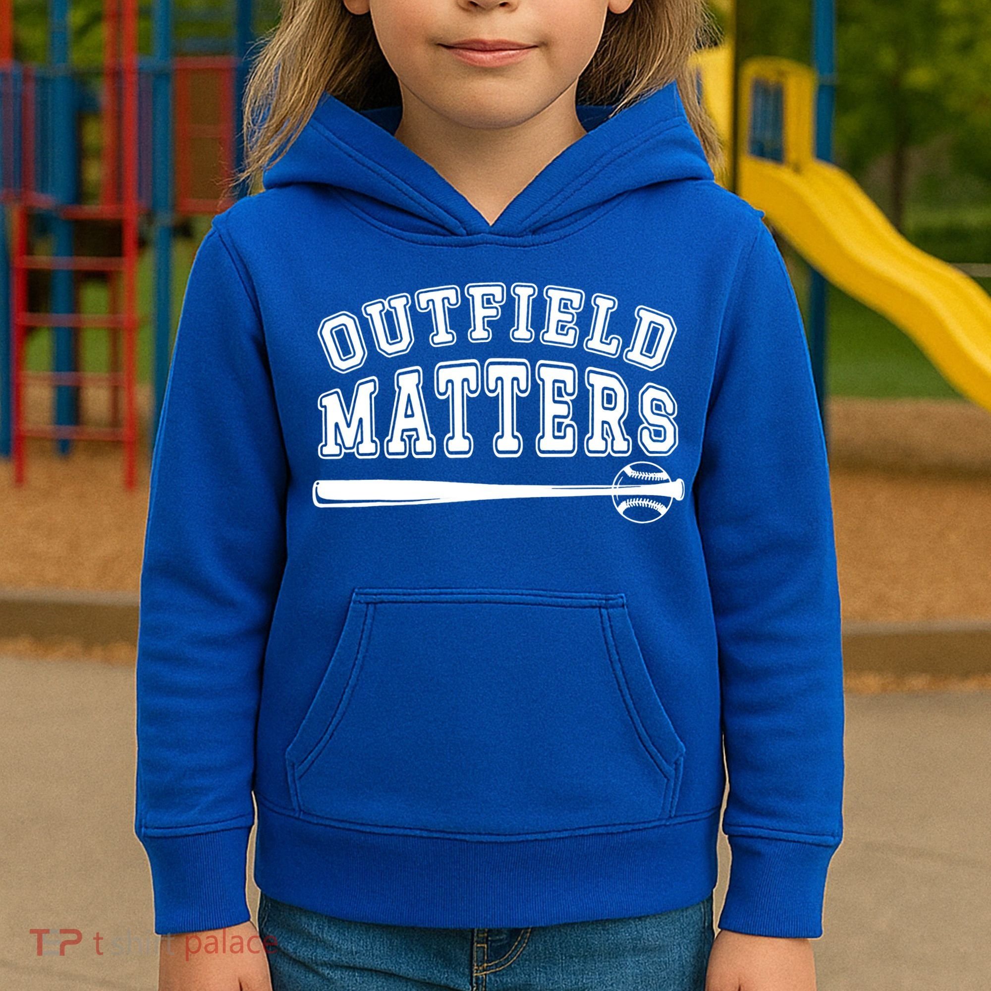 Playing Baseball Outfield Matters Baseball Outfields Funny Kids Hoodie