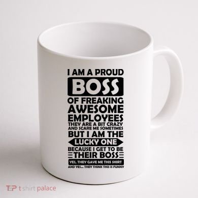 Proud Boss Of Freaking Awesome Employees Funny Gift Coffee Mug back