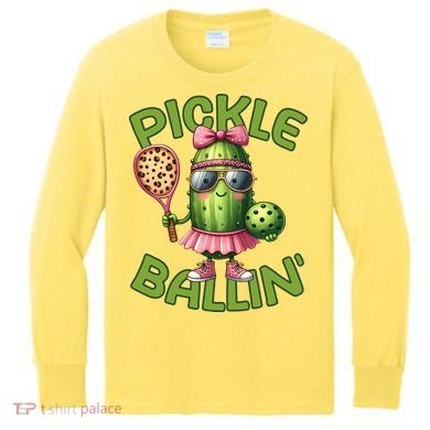 Pickle Ballin Pickleball Dink This Kids Long Sleeve Shirt