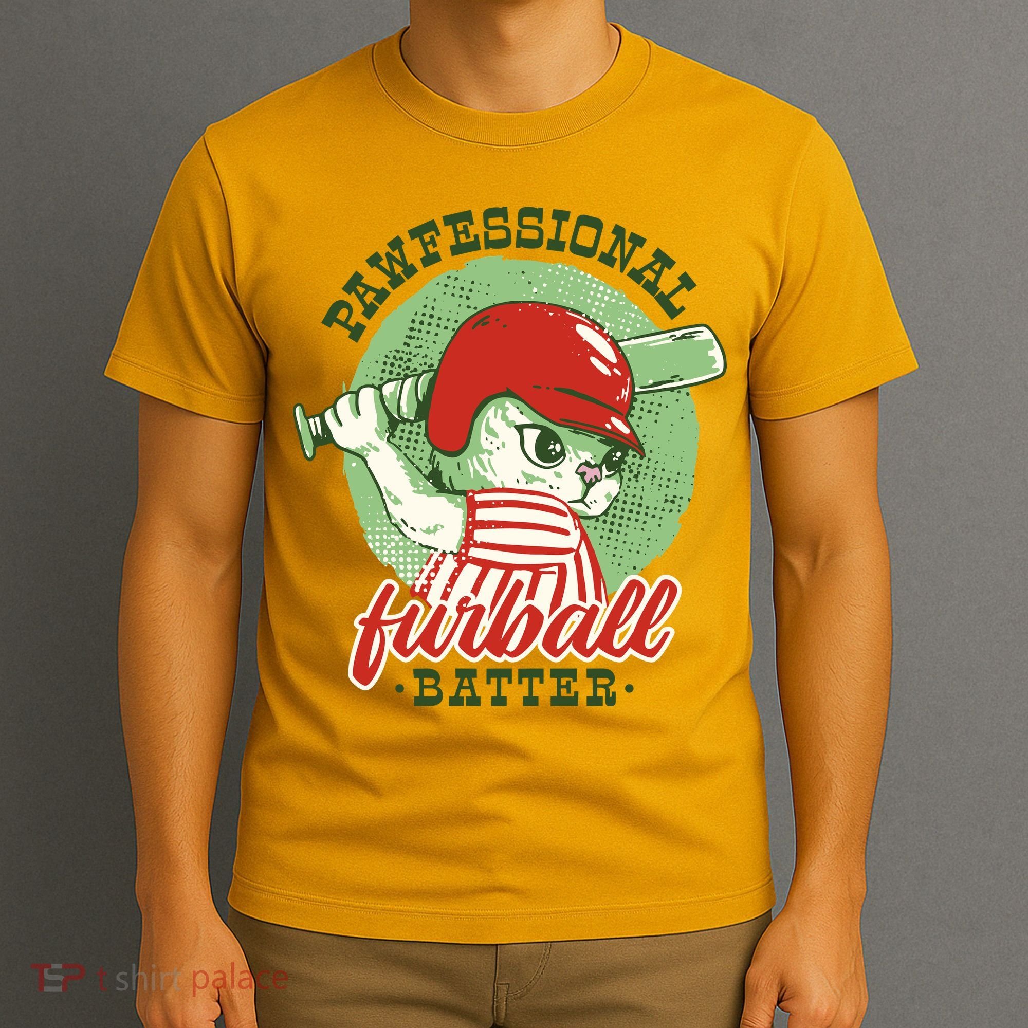 Professional Baseball Player Cat Cute T-Shirt