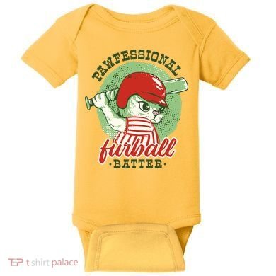 Professional Baseball Player Cat Cute Baby Bodysuit