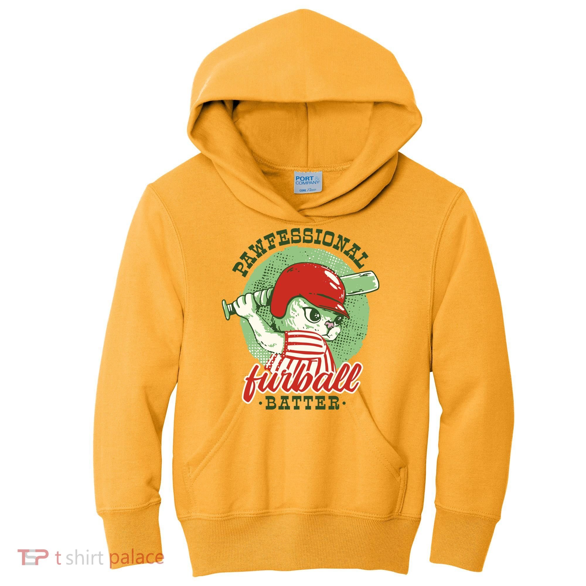 Professional Baseball Player Cat Cute Kids Hoodie