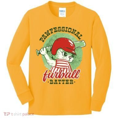 Professional Baseball Player Cat Cute Kids Long Sleeve Shirt