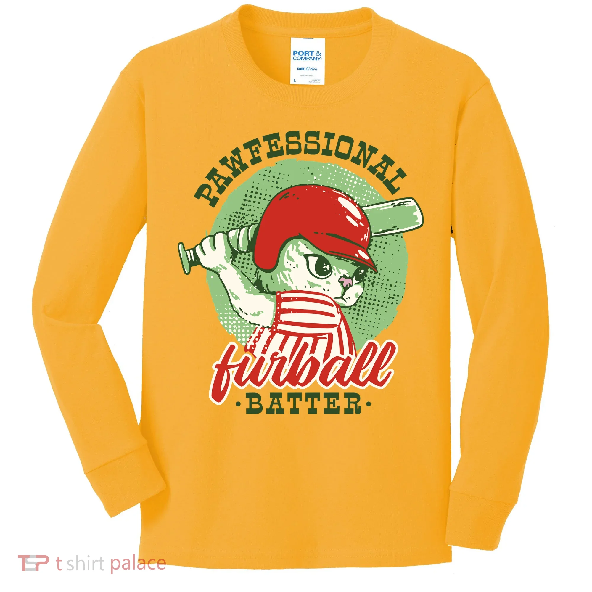 Professional Baseball Player Cat Cute Kids Long Sleeve Shirt