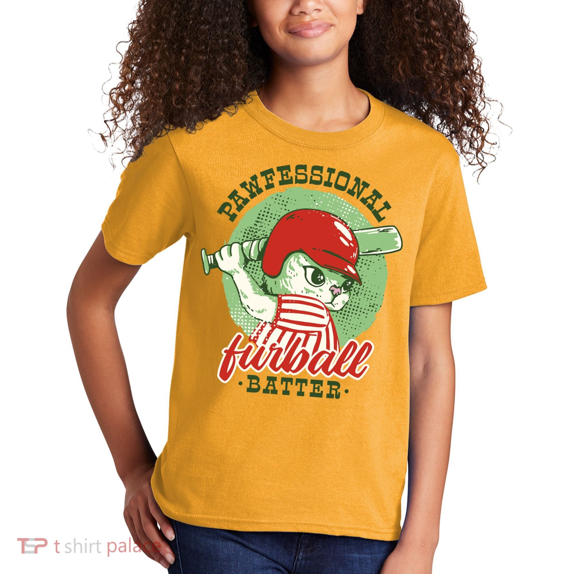 Professional Baseball Player Cat Cute Kids T-Shirt
