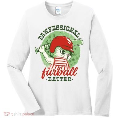 Professional Baseball Player Cat Cute Women's Long Sleeve Shirt