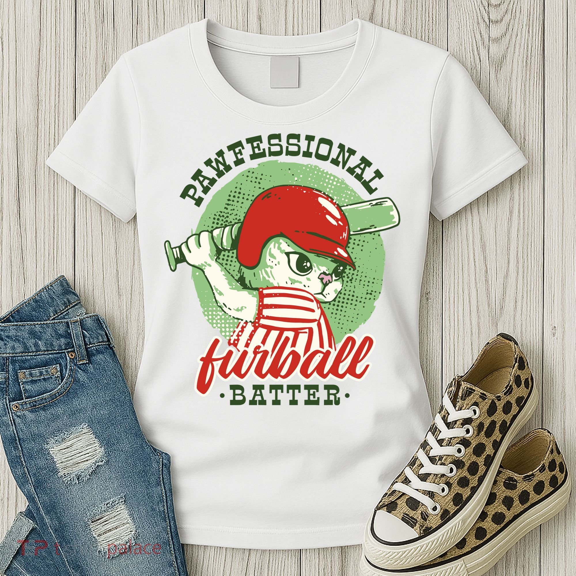 Professional Baseball Player Cat Cute Women's T-Shirt