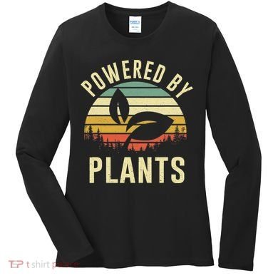 Powered By Plants Vintage Vegetarian By Vegan Diet Women's Long Sleeve Shirt