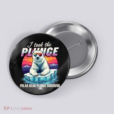 Polar Bear Plunge Survivor Fun Winter Adventurers Apparel Button