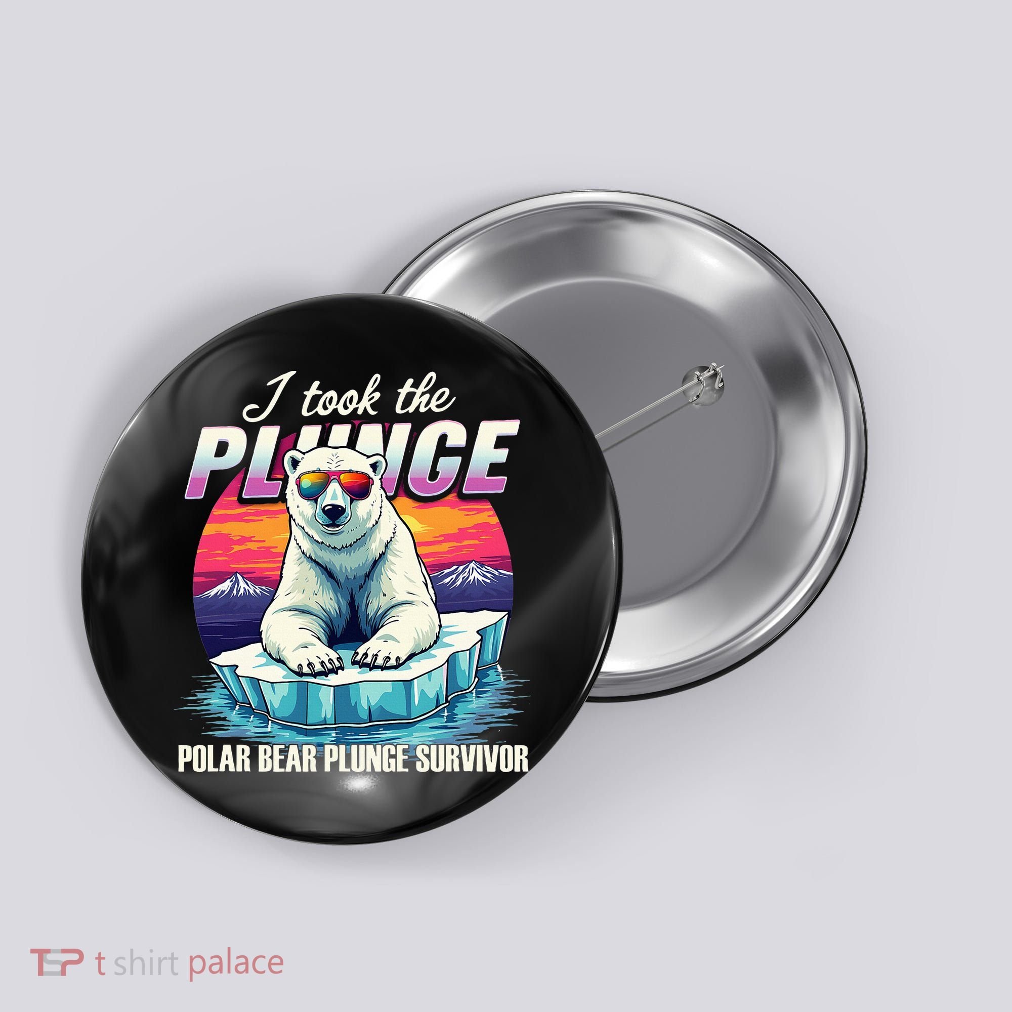 Polar Bear Plunge Survivor Fun Winter Adventurers Apparel Button