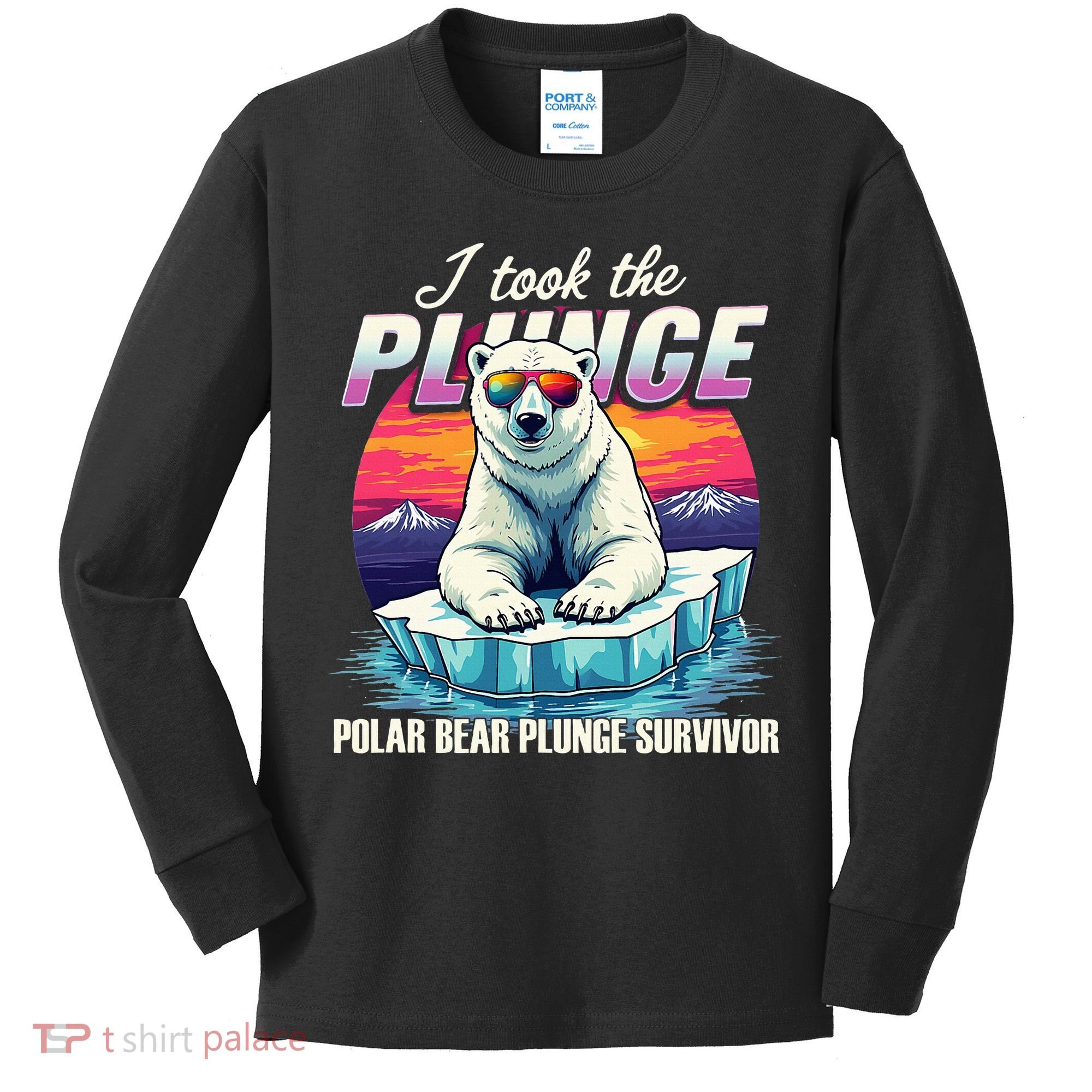 Polar Bear Plunge Survivor Fun Winter Adventurers Apparel Kids Long Sleeve Shirt