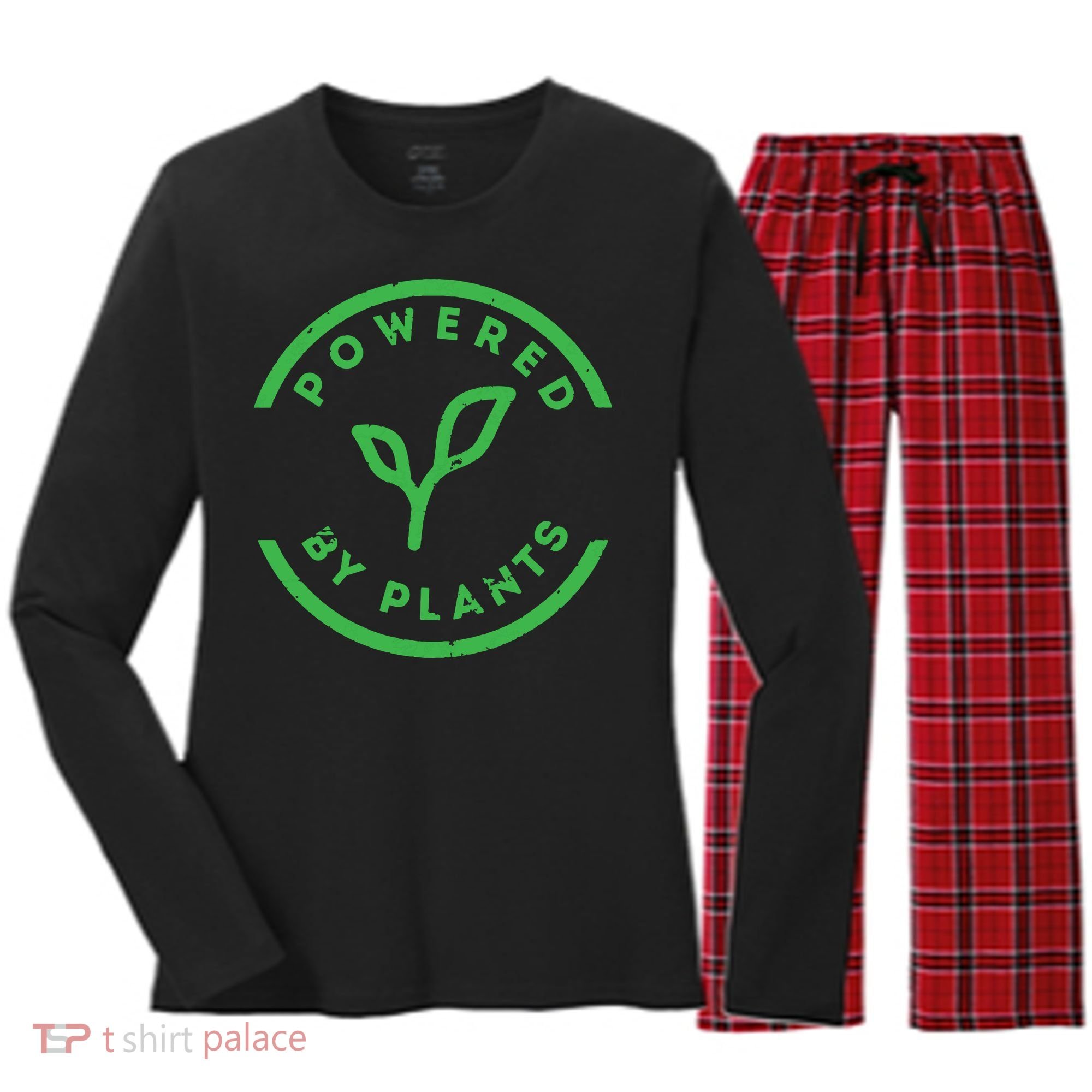 Powered By Plants Vegan Workout Women's Long Sleeve Flannel Pajama Set 