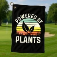 Powered By Plants Veggie Vegan Gardening Golf Towel thumb 1