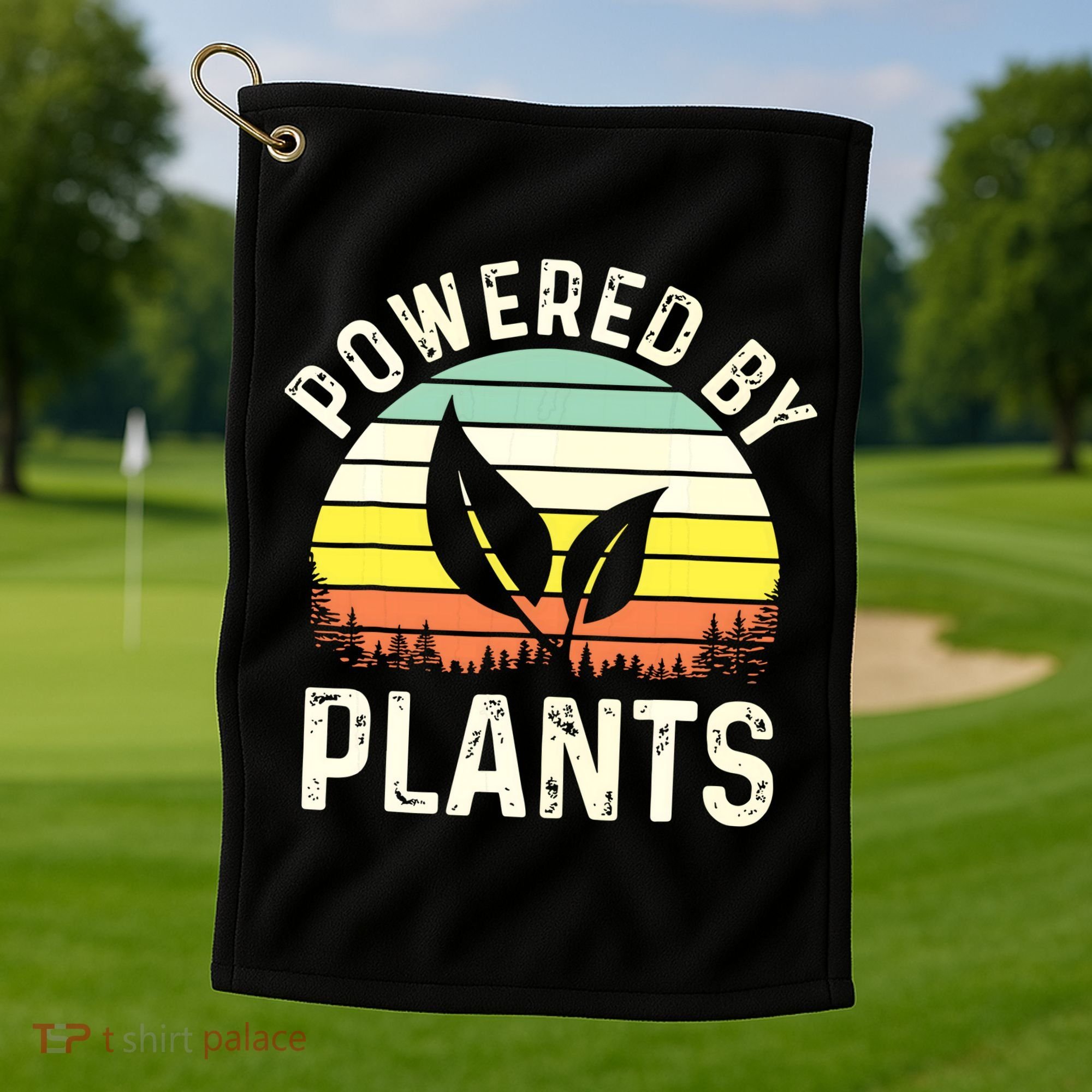 Powered By Plants Veggie Vegan Gardening Golf Towel