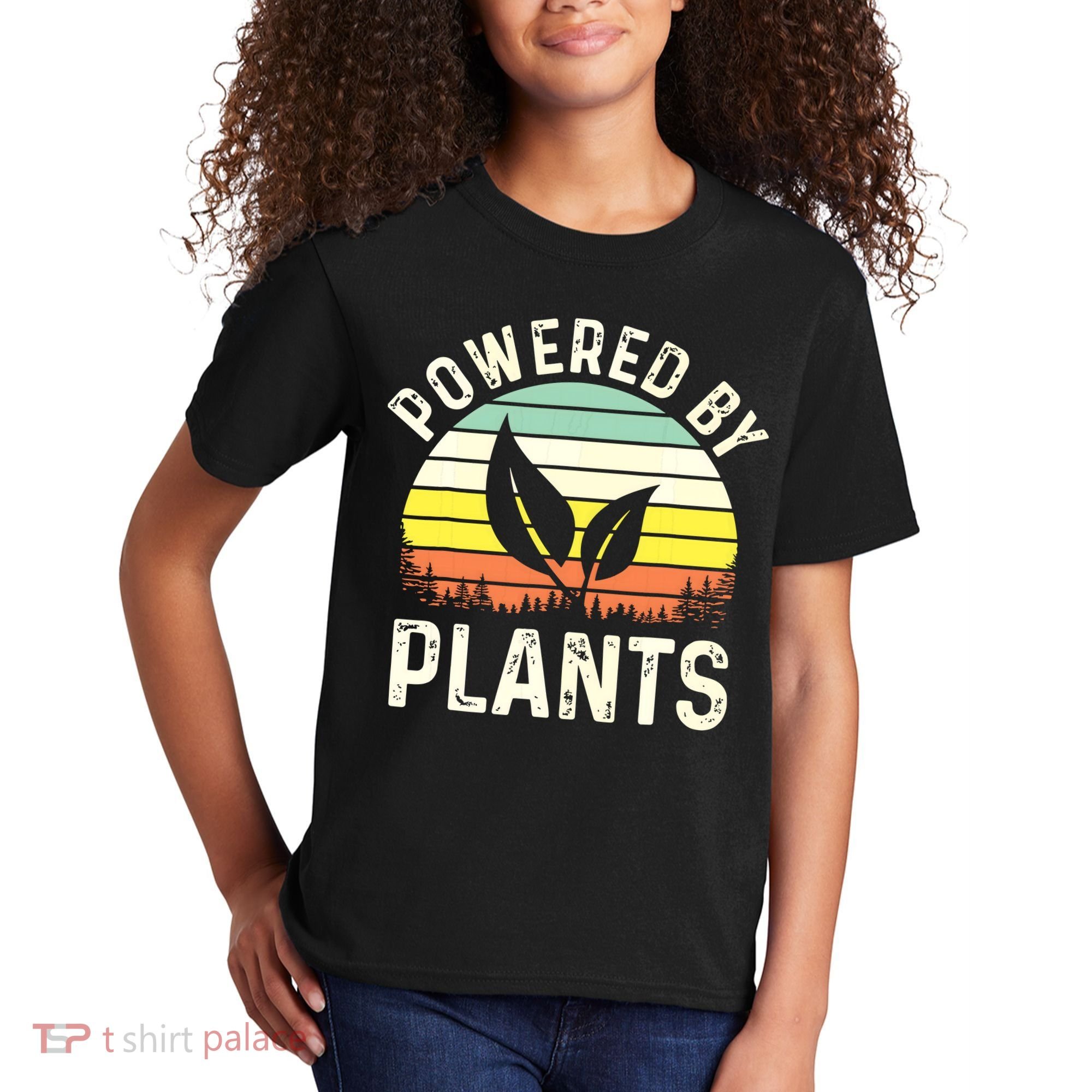 Powered By Plants Veggie Vegan Gardening Kids T-Shirt