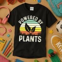 Powered By Plants Veggie Vegan Gardening Kids T-Shirt thumb 3