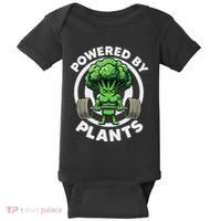 Powered By Plants Vegan Athlete Vegan Gym Vegan Bodybuilding Baby Bodysuit thumb 0