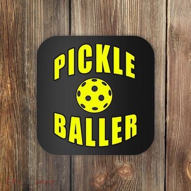 Pickle Baller Pickleball Player Design Coaster