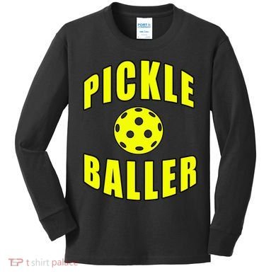 Pickle Baller Pickleball Player Design Kids Long Sleeve Shirt