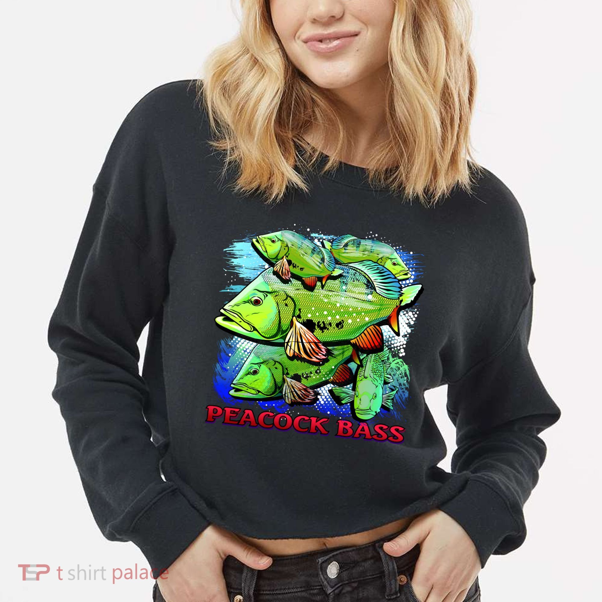 Peacock Bass Cropped Pullover Crew