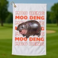 Pygmy Bouncy Pig In Thai Costume Moo Deng Golf Towel thumb 1