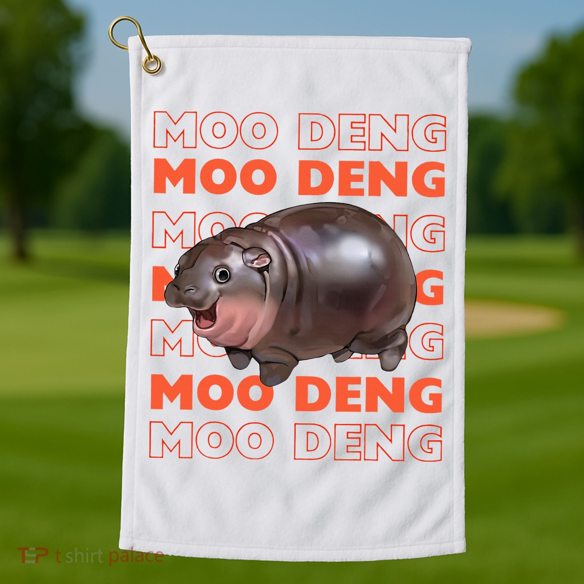 Pygmy Bouncy Pig In Thai Costume Moo Deng Golf Towel