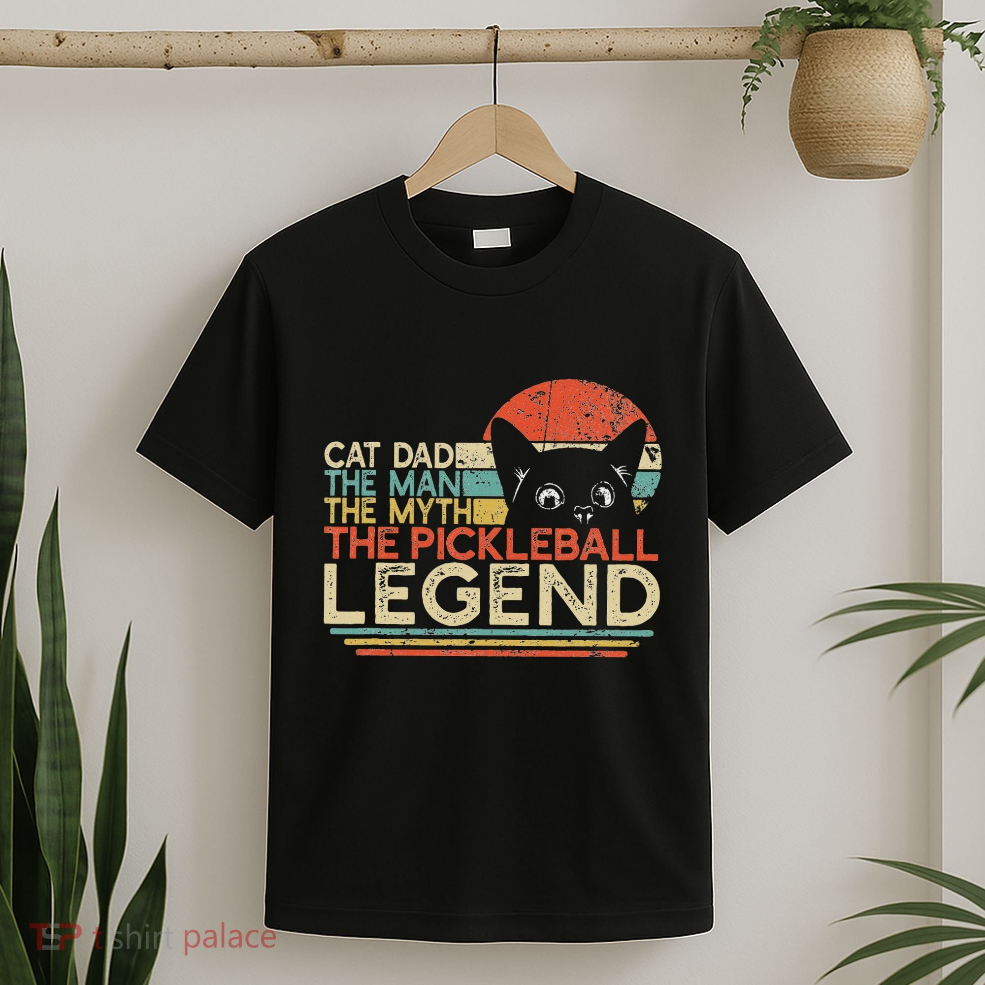 Pickle Ball Player Cat Dad Man Myth Pickleball Legend T-Shirt
