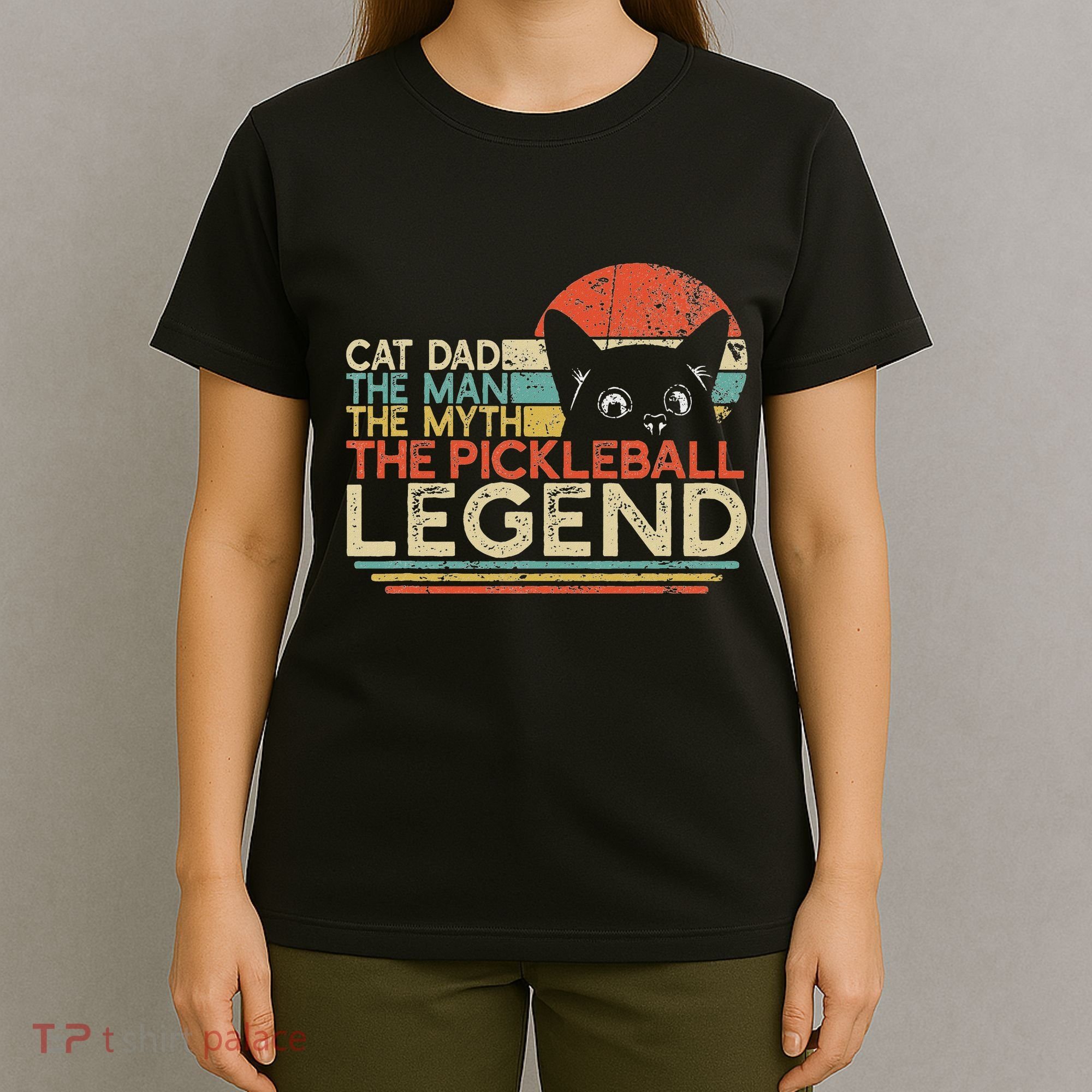 Pickle Ball Player Cat Dad Man Myth Pickleball Legend T-Shirt