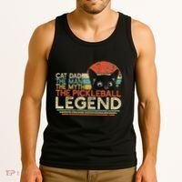 Pickle Ball Player Cat Dad Man Myth Pickleball Legend Tank Top thumb 3