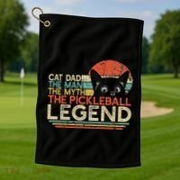 Pickle Ball Player Cat Dad Man Myth Pickleball Legend Golf Towel thumb 1