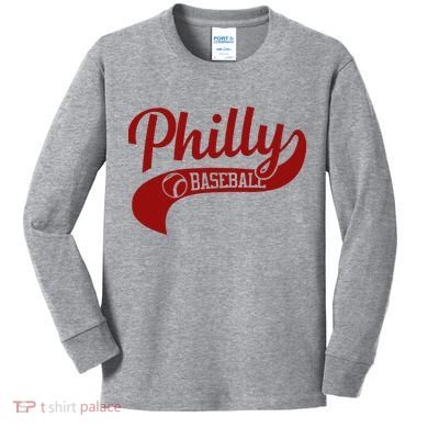 Philly Baseball Player Kids Long Sleeve Shirt