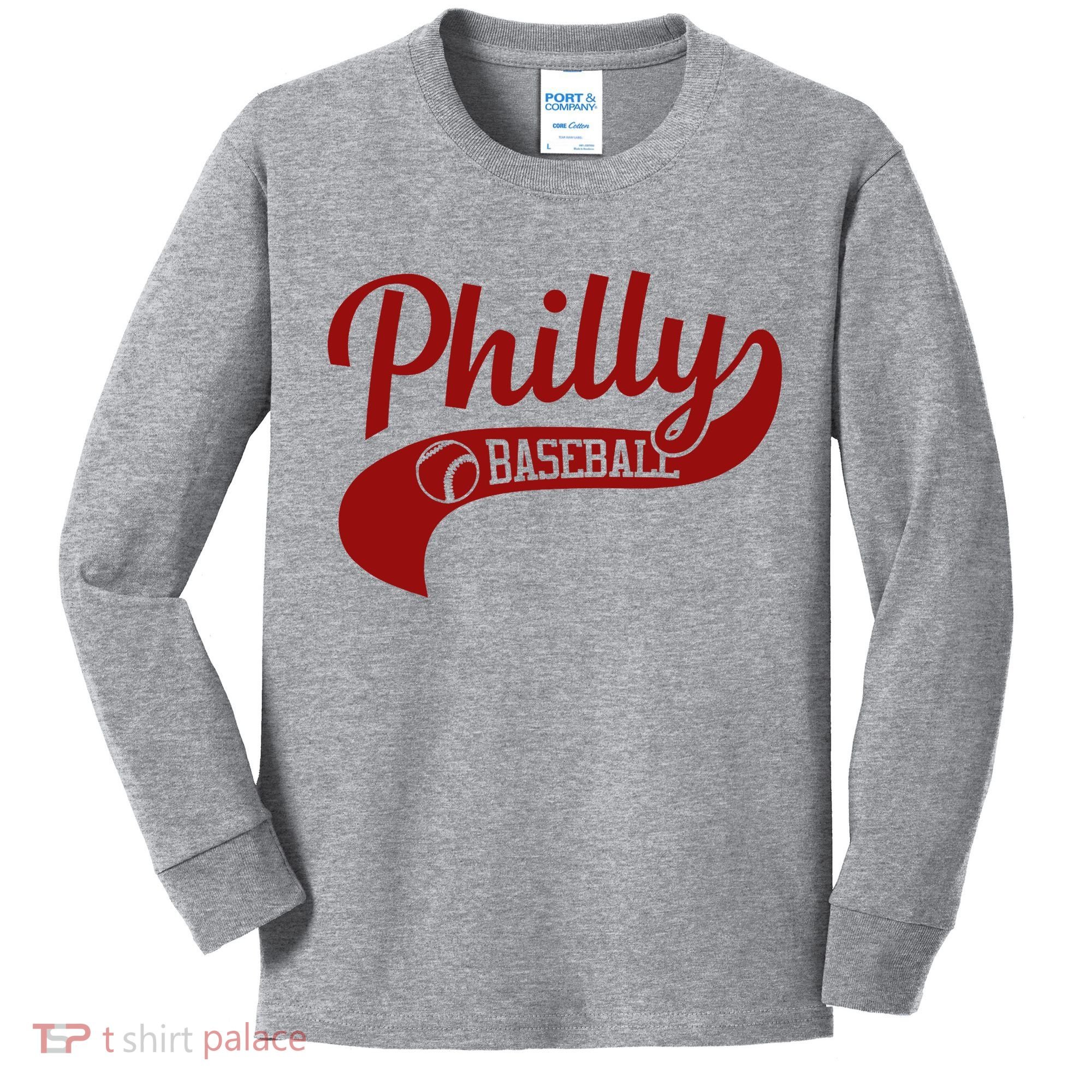 Philly Baseball Player Kids Long Sleeve Shirt